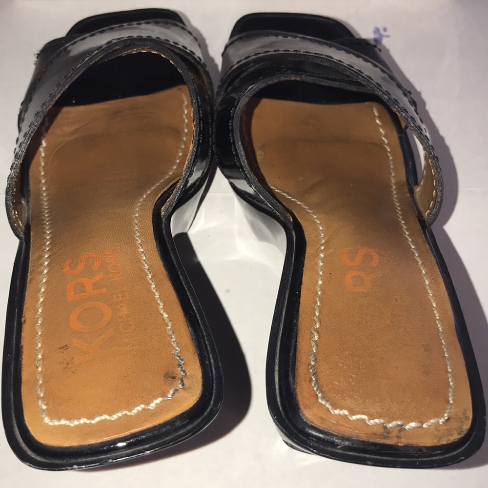 KORS Michael Kors Black Patent Platform Mule Sandals - Picture 11 of 12